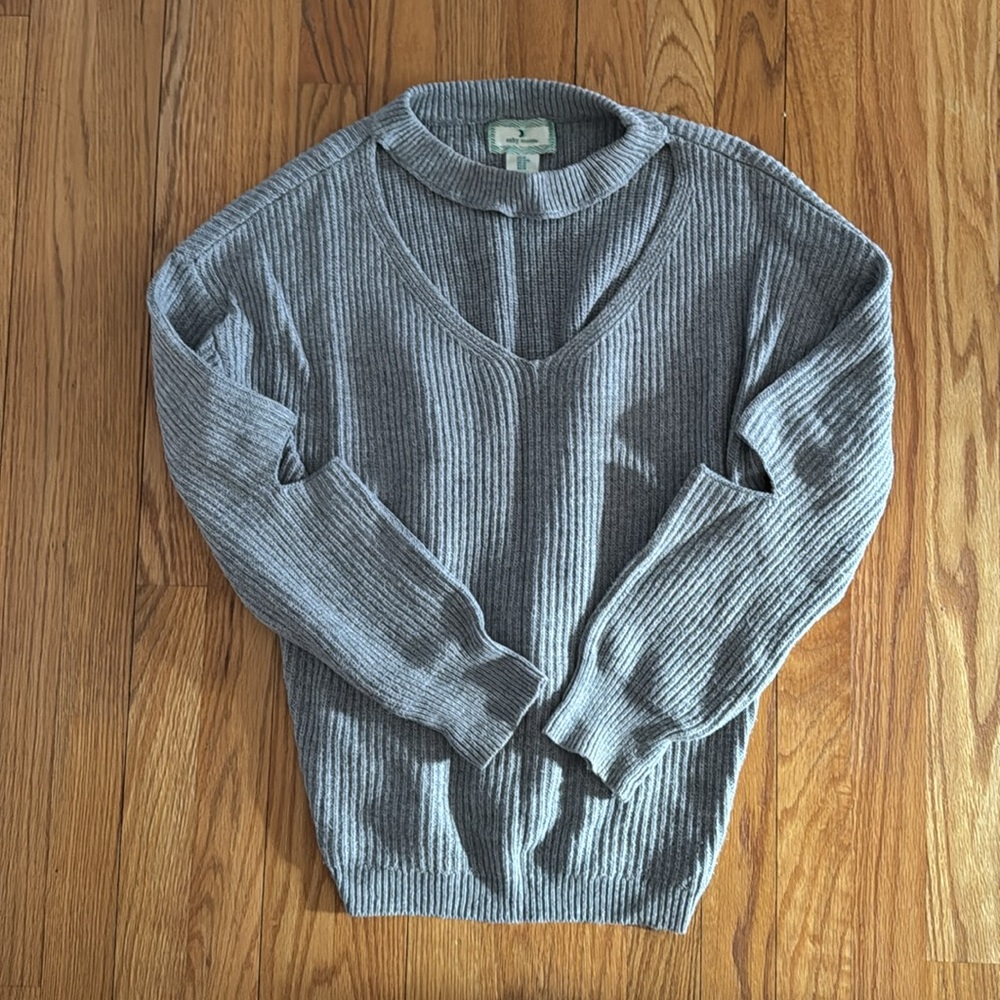 Anthropologie Ruby Moon Cutout Grey Sweater size M